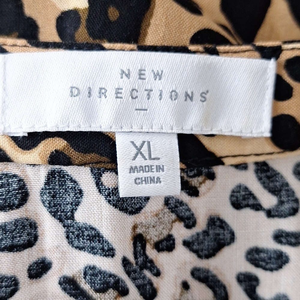 New Directions Brown Black Academia Animal Print Mobwife Relaxed Fit Blouse XL - Picture 12 of 14